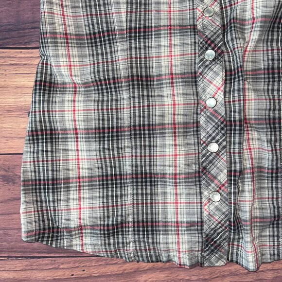 GUESS Plaid Halter Top with Red Rose Embroidered Detail - Size Medium - Picture 5 of 9